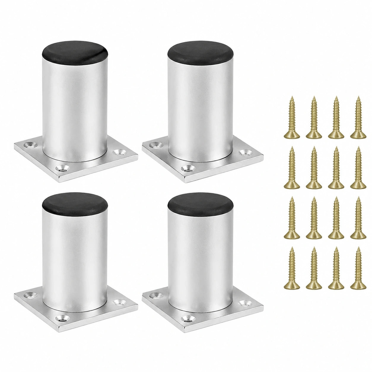 Verstellbare Möbelfüße 6cm, 4 Stück, Silber, Edelstahl-Aluminium, für Küche und Büro