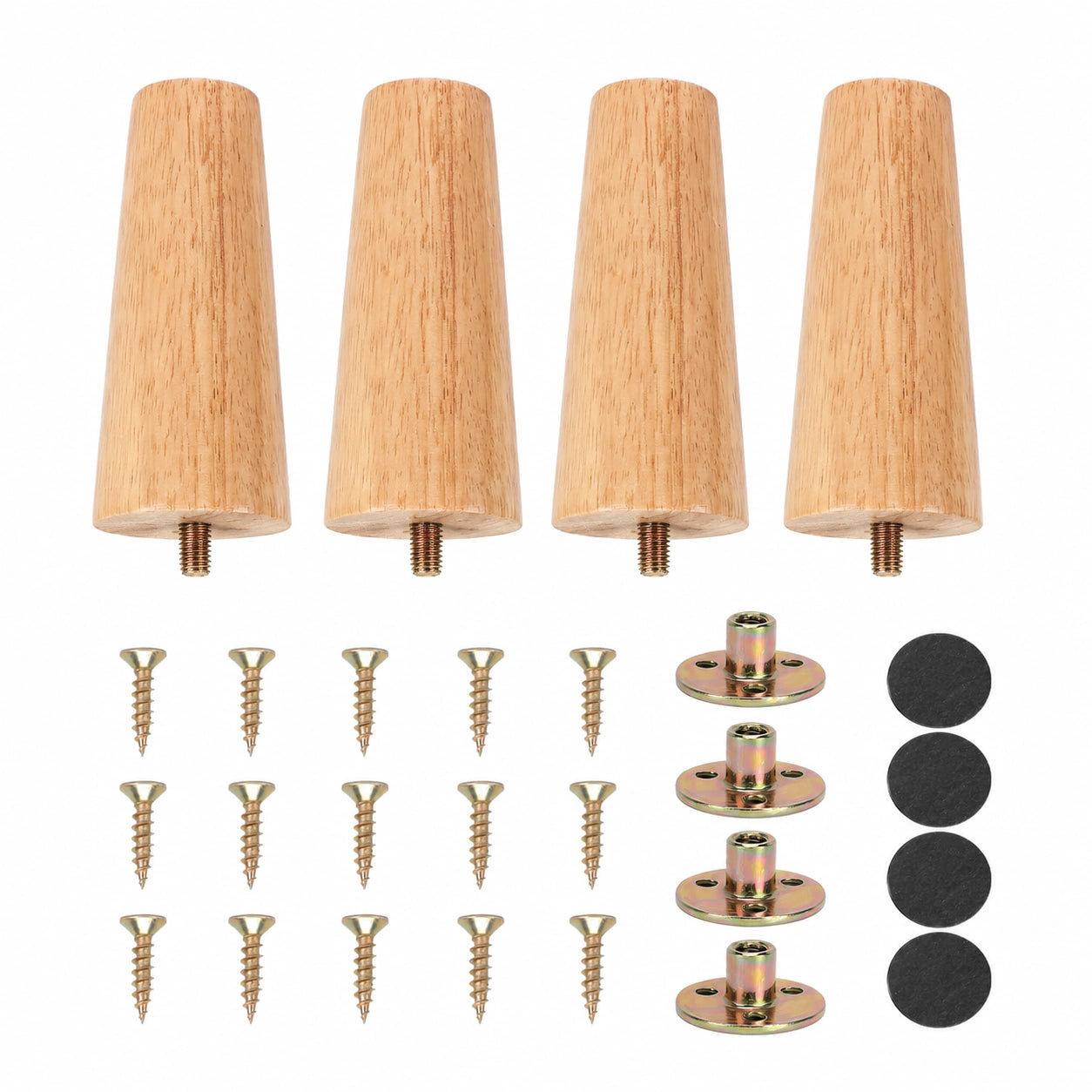 4er Set Holz-Möbelfüße 10cm - Kegel-Design für Sofa, Schrank & Bett