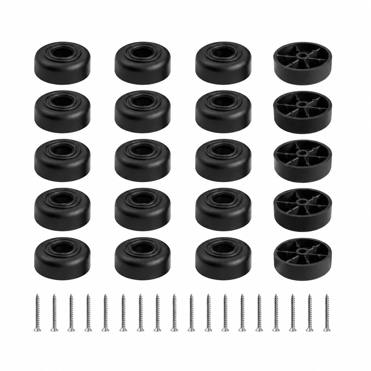 Runde Möbelfüße 20er Set, Schwarz Ø 50 x H 25 mm, Ideal für Schrank, Sofa, Stuhl und mehr