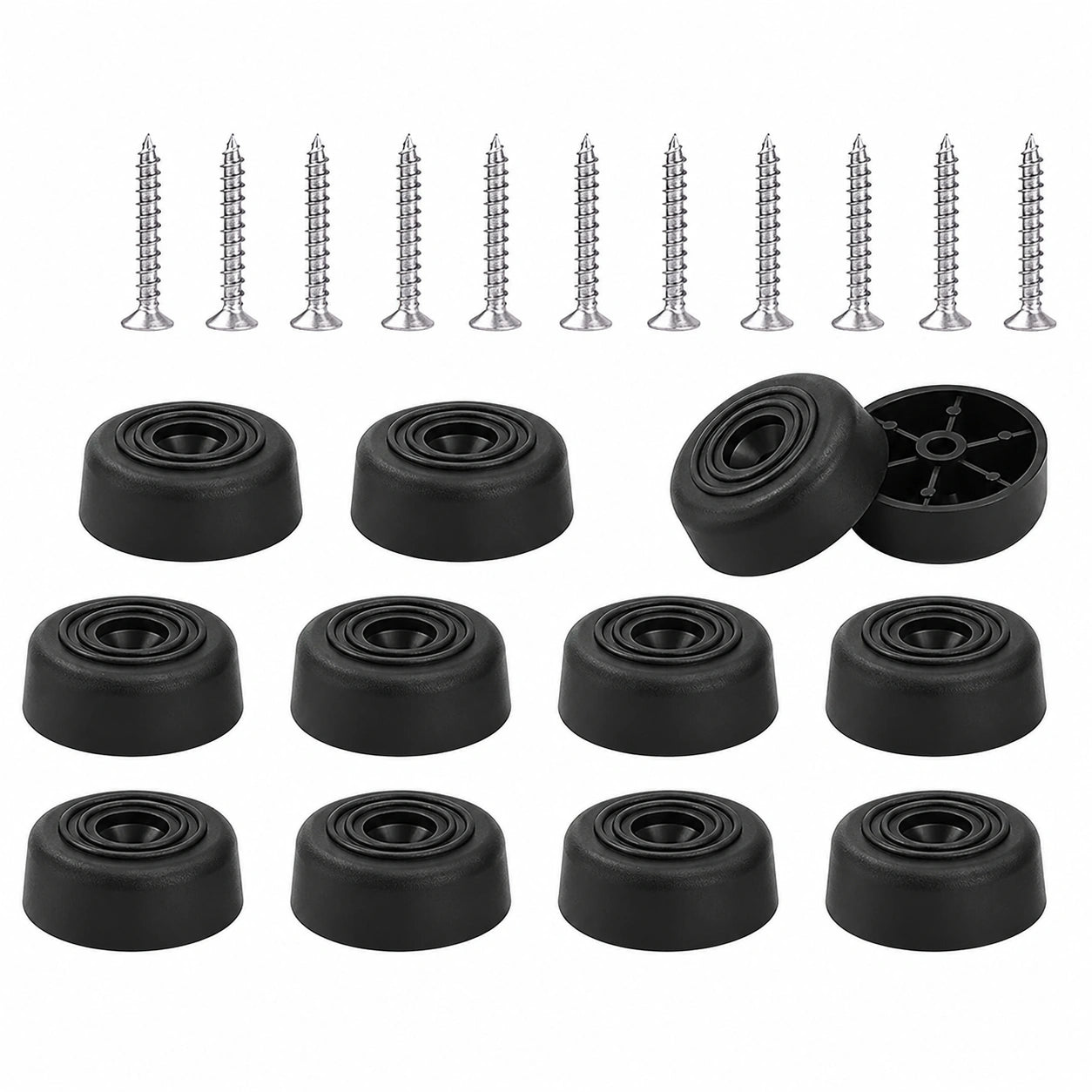 12er Set Schwarze Möbelfüße mit Schrauben, Ideal für Sofas, Schränke, Stühle und Tische, Größe 3,3x1,3cm