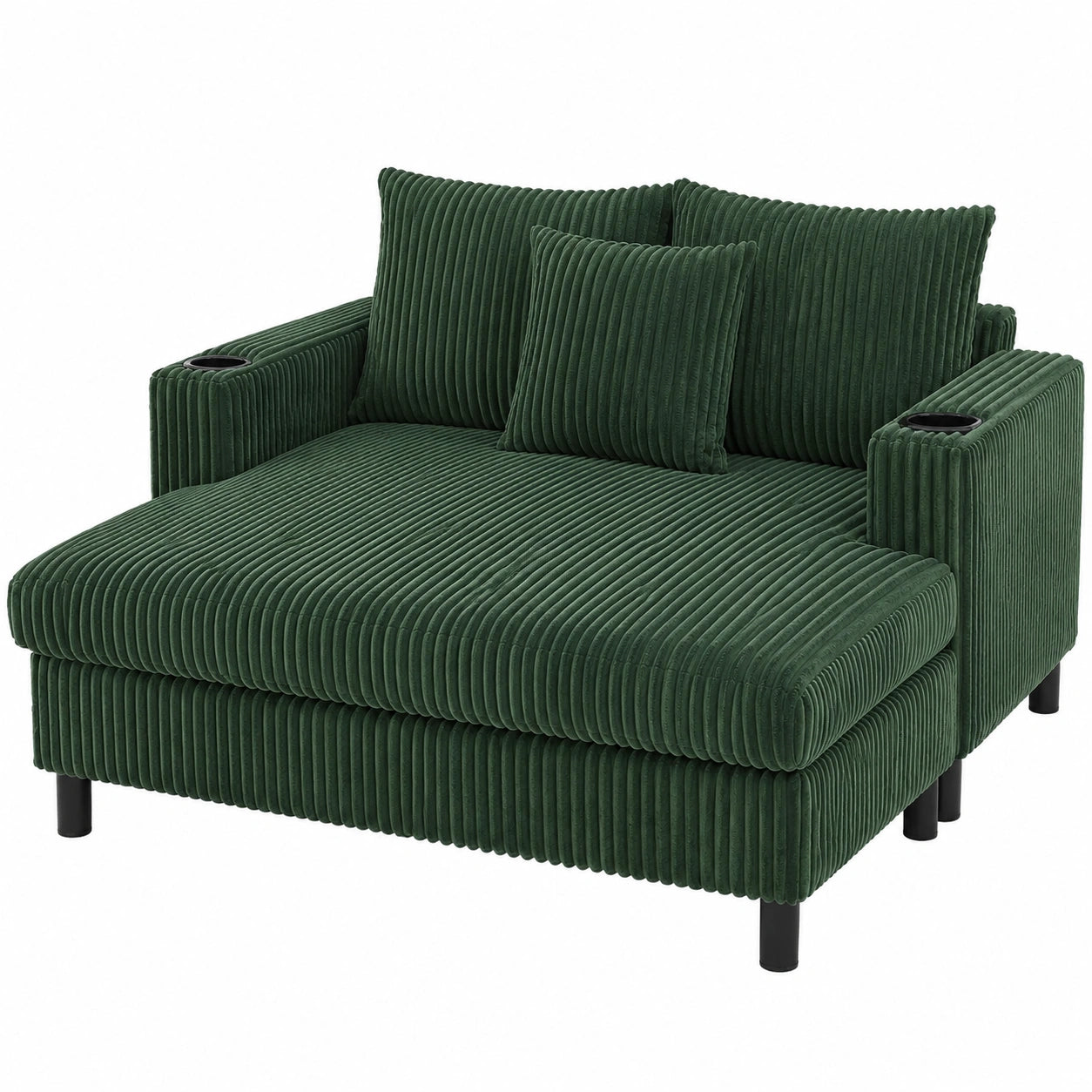 Multifunktionales Sofa mit USB und LED, Schlafsofa mit Getränkehaltern, Modernes Chaiselongue für Wohnzimmer