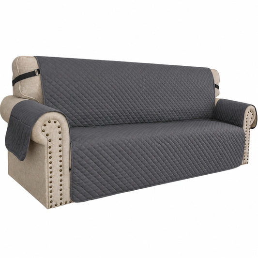 Wasserfester Sofaüberzug für 3-Sitzer, rutschfest und für Haustiere geeignet, Dunkelgrau