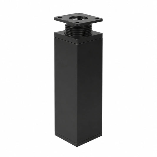 Höhenverstellbare Möbelfüße 15 cm, Metall Vierkantprofil, Ersatzfüße für Sofa, Schrank, Bett und Tisch, inklusive Schrauben, Schwarz