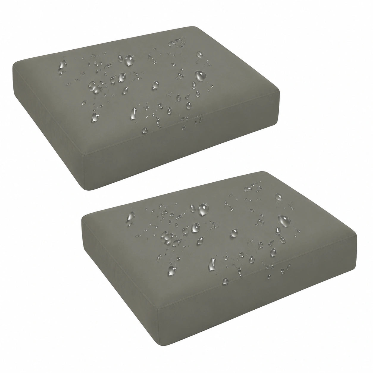 Wasserdichter Sitzkissenbezug für Rattanmöbel, 2er Set, abnehmbar, wetterfest, 60x60x10cm, Hellgrau