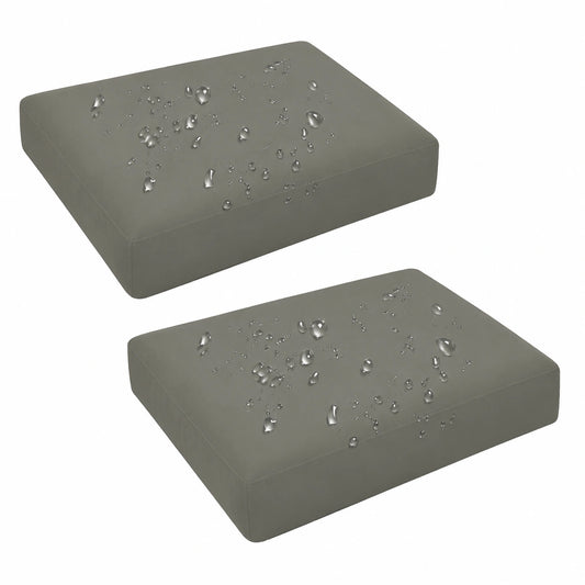 Wasserdichter Sitzkissenbezug für Rattanmöbel, 2er Set, abnehmbar, wetterfest, 60x60x10cm, Hellgrau