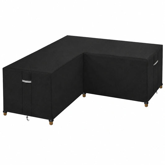 Wasserdichte Ecksofa Schutzhülle mit UV-Schutz und Belüftung, Robustes Oxford-Gewebe für Gartenmöbel 215x215x85 cm, Schwarz