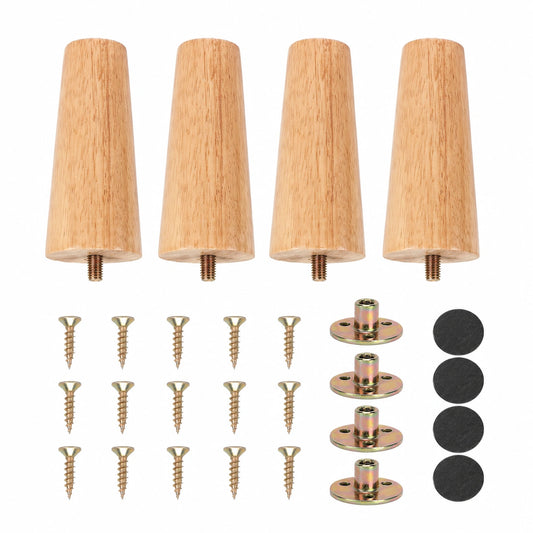 4er Set Holz-Möbelfüße 10cm - Kegel-Design für Sofa, Schrank & Bett