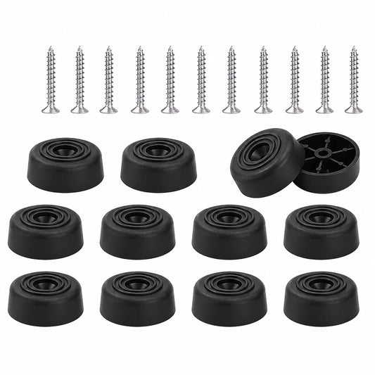 12er Set Schwarze Möbelfüße mit Schrauben, Ideal für Sofas, Schränke, Stühle und Tische, Größe 3,3x1,3cm