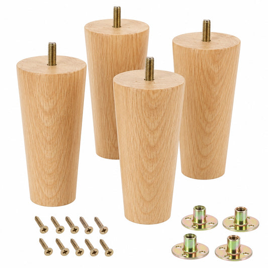 Hochwertige Möbelbeine aus Massivholz, 13 cm, für Sofa, Bett und mehr, inkl. M8-Schrauben, 4er-Set