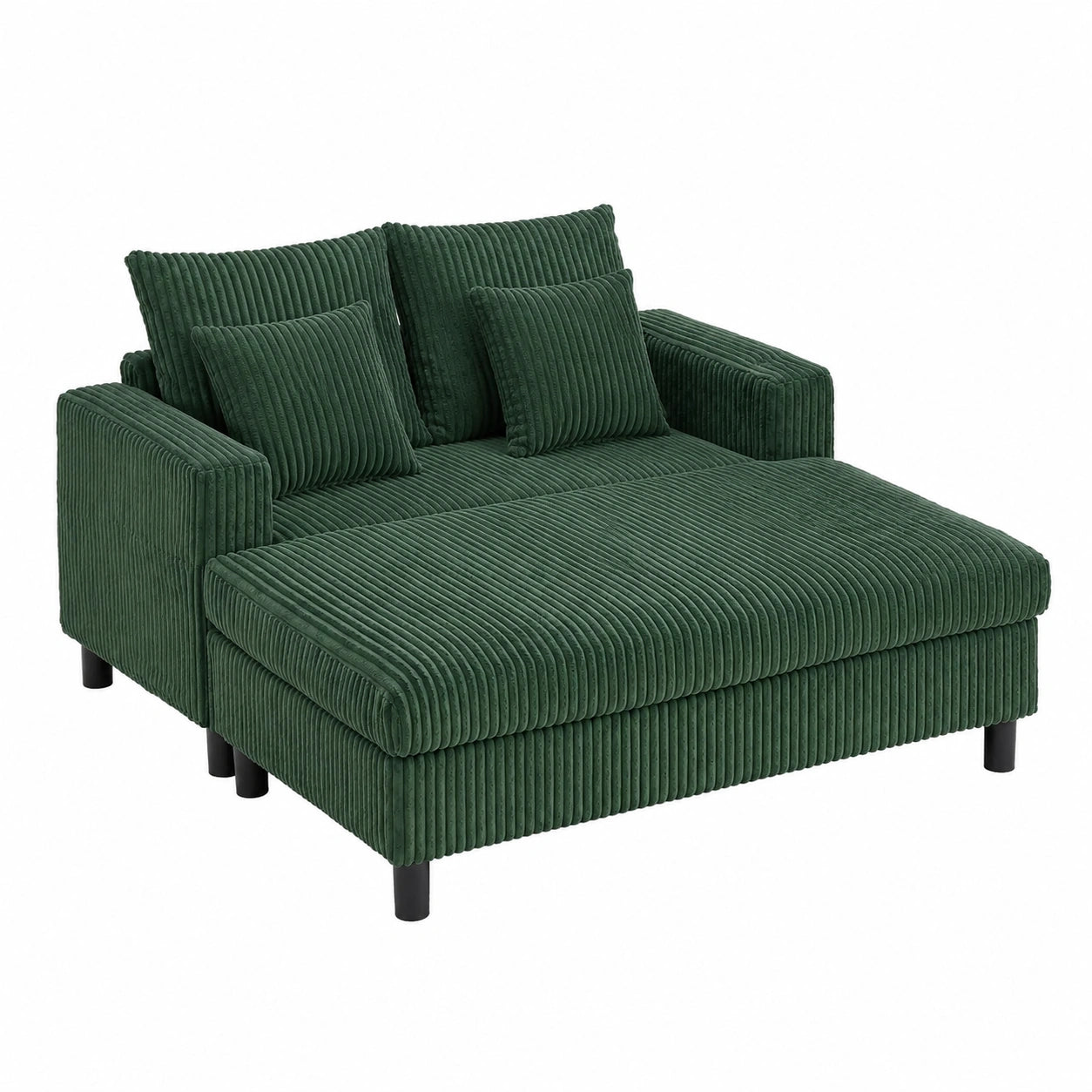 Modernes 2-Sitzer Schlafsofa mit LED, USB-C und Getränkehaltern, inklusive Kissen, Smaragdgrün