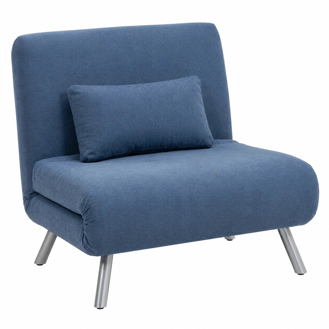 3-in-1 Klappsessel Schlafsofa mit verstellbarer Rückenlehne, Kissen und Samtbezug, belastbar bis 120 kg, Blau