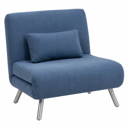 3-in-1 Klappsessel Schlafsofa mit verstellbarer Rückenlehne, Kissen und Samtbezug, belastbar bis 120 kg, Blau